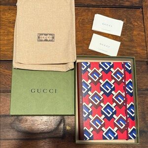 Gucci Red and Blue Geometric Pattern notebook journal